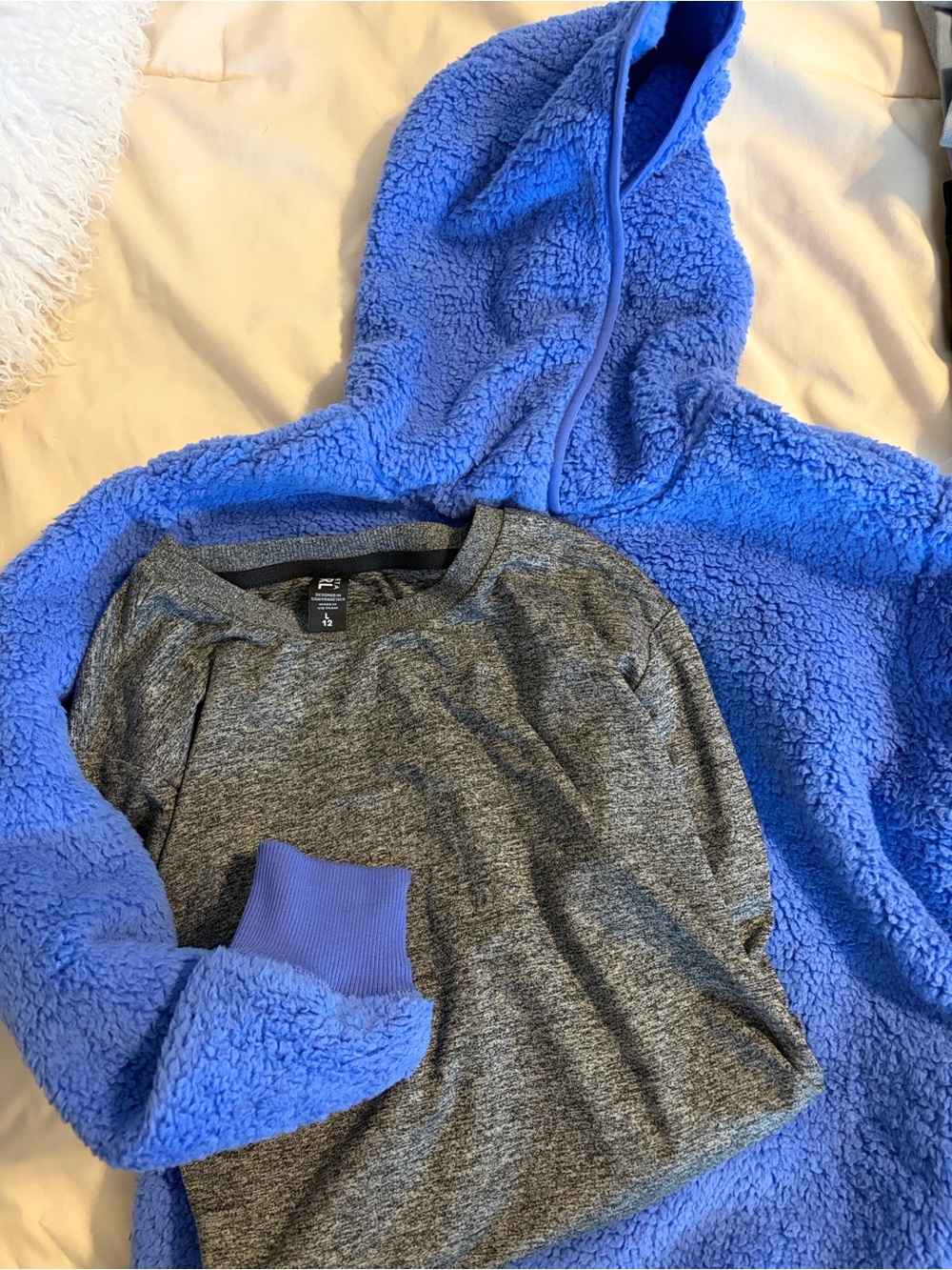 Athleta Blue Sherpa Hoodie with Gray Top (Kids)